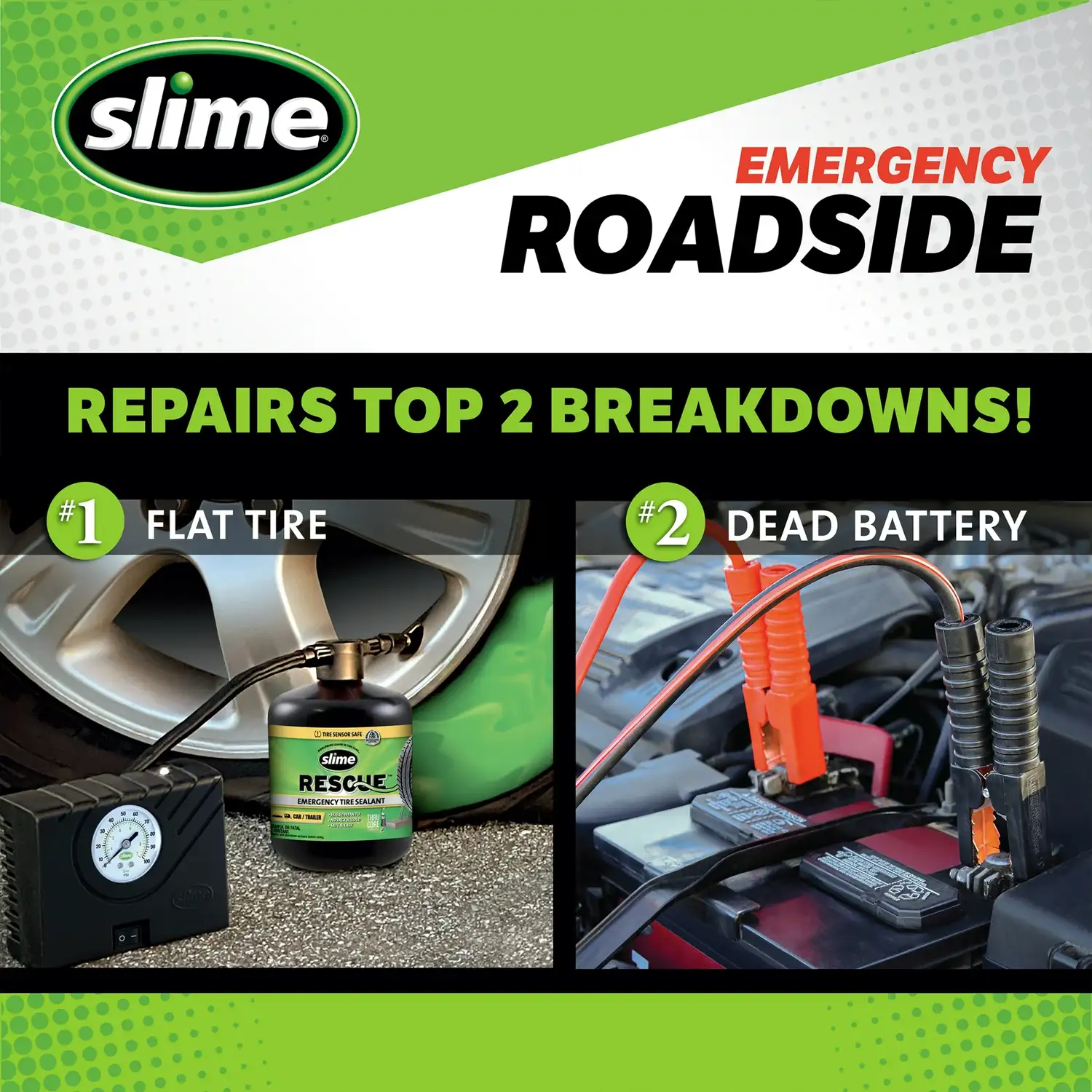 Slime Emergency Roadside Kit with Tire Inflator, Jumper Cables and Tire Sealant - Imagen 3