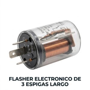 Flasher Electrónico de 3 Espigas Largo 12V (Universal Transparente)