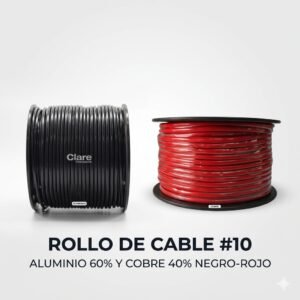 Pack de Rollos de Cable Calibre #10 AWG (CCA) - 60% Aluminio / 40% Cobre (Rojo y Negro)