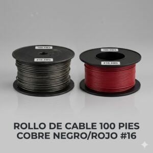 Pack de Rollos de Cable Automotriz Calibre #16 AWG - 100 Pies (Rojo y Negro)