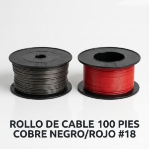 Pack de Rollos de Cable Automotriz Calibre #18 AWG - 100 Pies (Rojo y Negro)