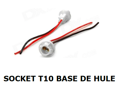 Socket T10 Universal con Base de Hule Flexible – Conector W5W para Cocuyos y Tablero
