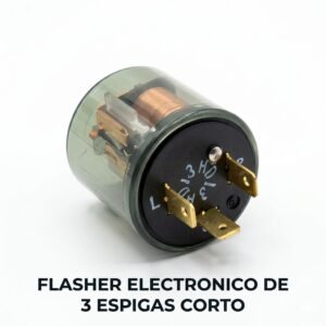 Flasher Electrónico Universal de 3 Espigas Corto (12V) - Carcasa Transparente