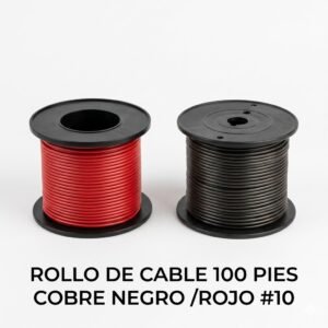 Rollo de Cable Automotriz Calibre #10 AWG de 100 Pies (100% Cobre)