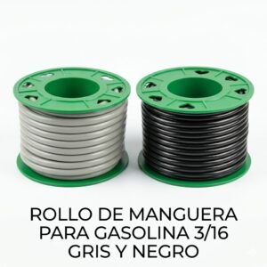 Rollo de Manguera para Gasolina de 3/16" - Reforzada (Gris y Negro)