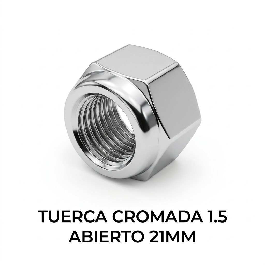 Tuerca para Rueda (Chucho) Cromada Abierta - M12 x 1.50 (21mm)