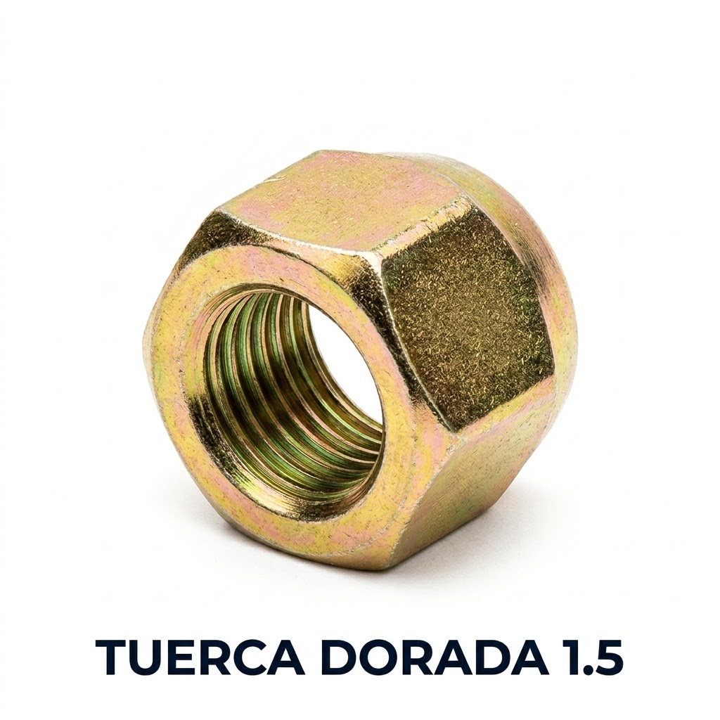 Tuerca de Rueda (Chucho) Dorada Abierta - M14 x 1.50 (22mm Hex)