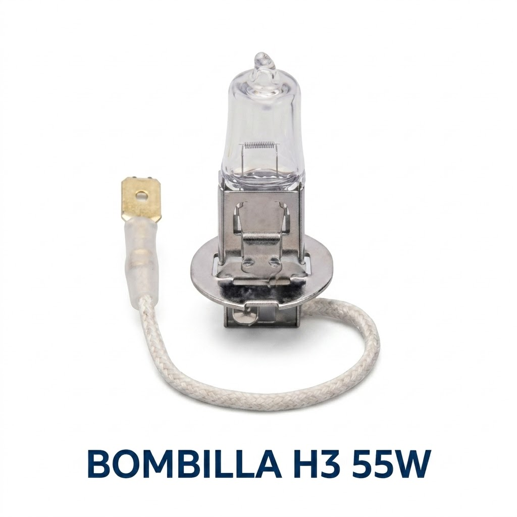 Bombillo Halógeno H3 Estándar 12V 55W para Neblineros y Luces de Cruce